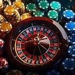 Live casino game interface showing roulette wheel and player controls